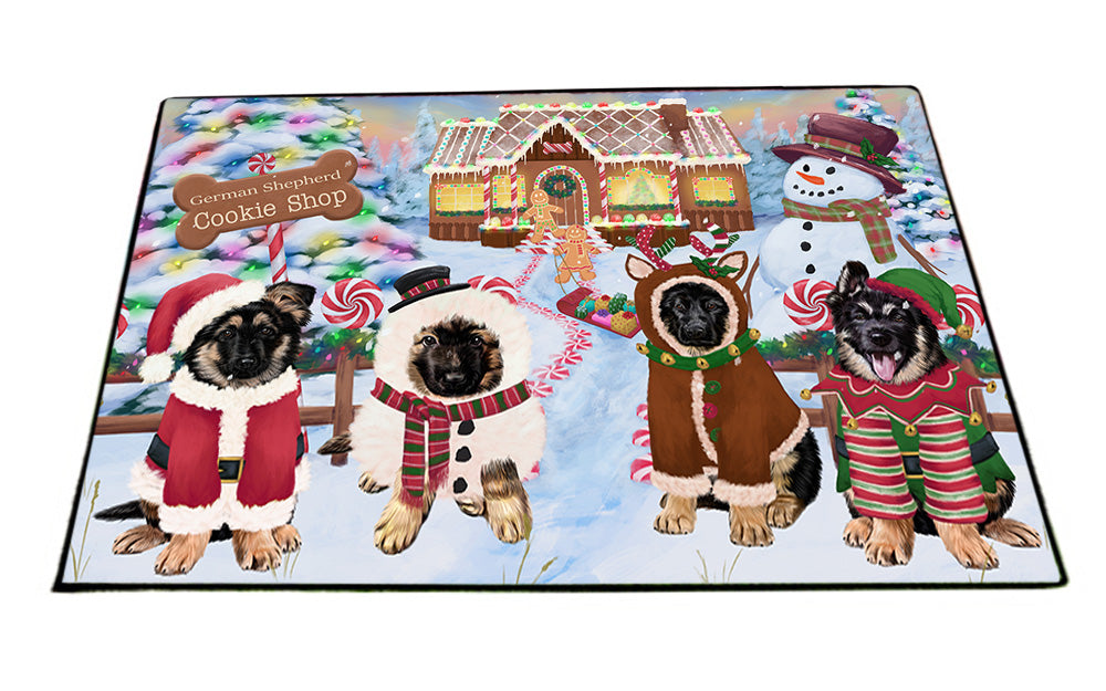 Holiday Gingerbread Cookie Shop German Shepherds Dog Floormat FLMS53247