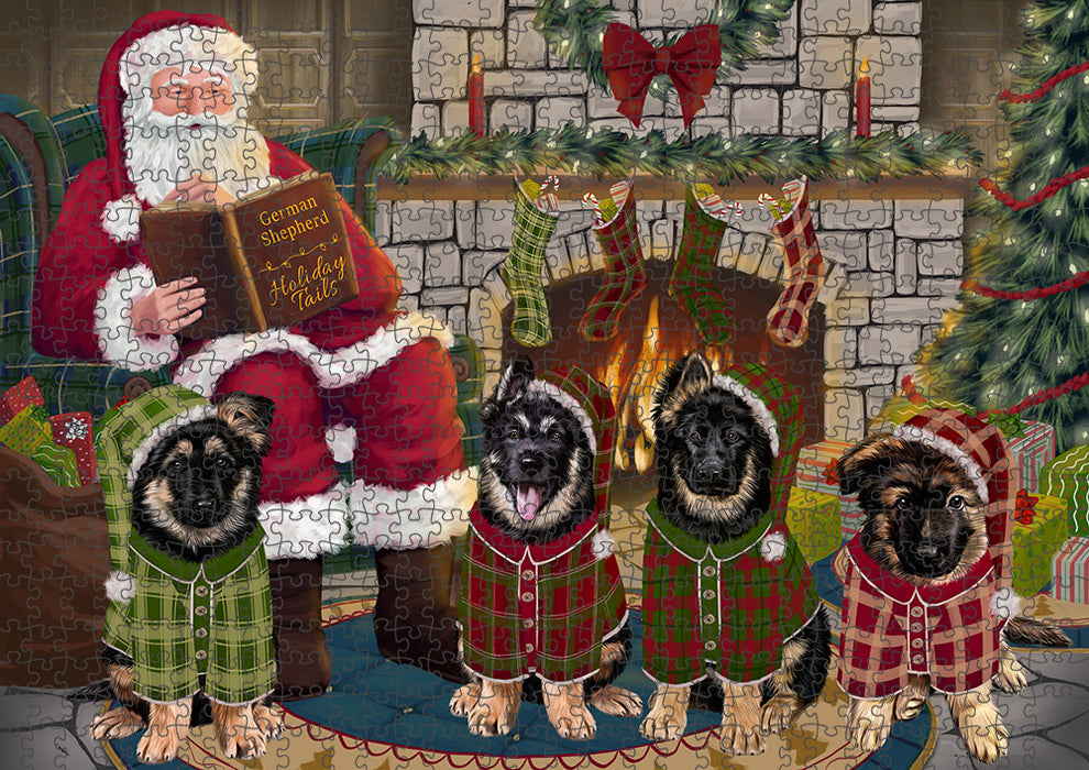 Christmas Cozy Holiday Tails German Shepherds Dog Puzzle with Photo Tin PUZL88704