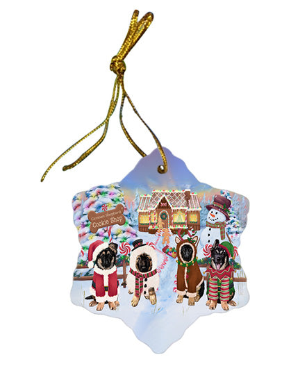 Holiday Gingerbread Cookie Shop German Shepherds Dog Star Porcelain Ornament SPOR56756
