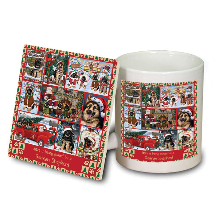 Love is Being Owned Christmas German Shepherd Dogs Mug and Coaster Set MUC57217