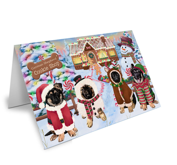 Holiday Gingerbread Cookie Shop German Shepherds Dog Handmade Artwork Assorted Pets Greeting Cards and Note Cards with Envelopes for All Occasions and Holiday Seasons GCD73715