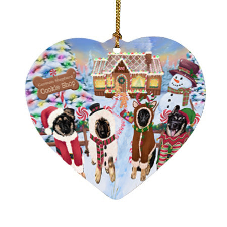 Holiday Gingerbread Cookie Shop German Shepherds Dog Heart Christmas Ornament HPOR56756