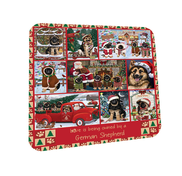 Love is Being Owned Christmas German Shepherd Dogs Coasters Set of 4 CST57183