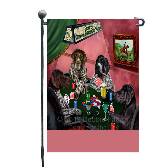 Personalized Home of German Shorthaired Pointer Dogs Four Dogs Playing Poker Custom Garden Flags GFLG-DOTD-A60270