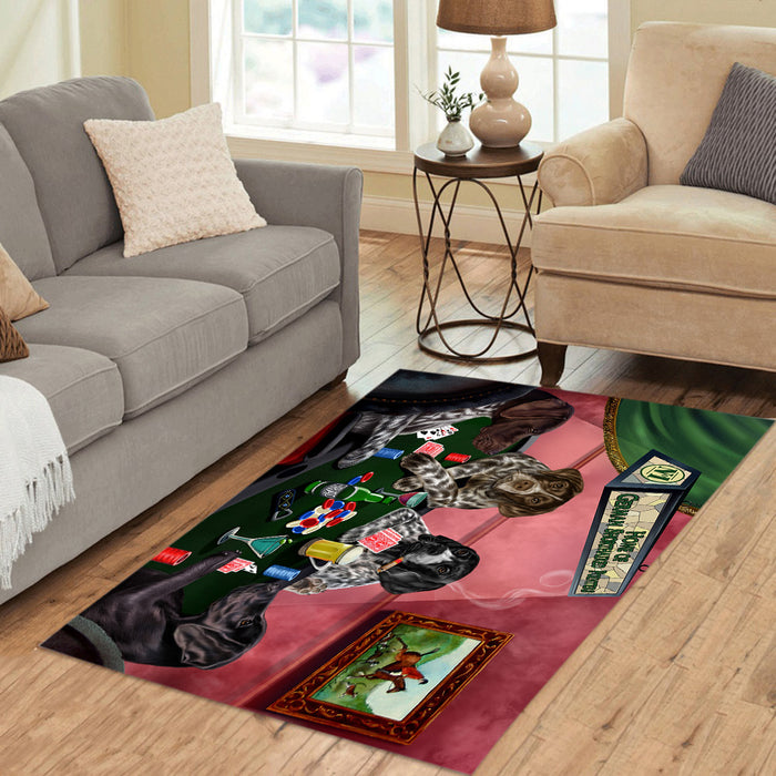 Home of  German Shorthaired Pointer Dogs Playing Poker Area Rug