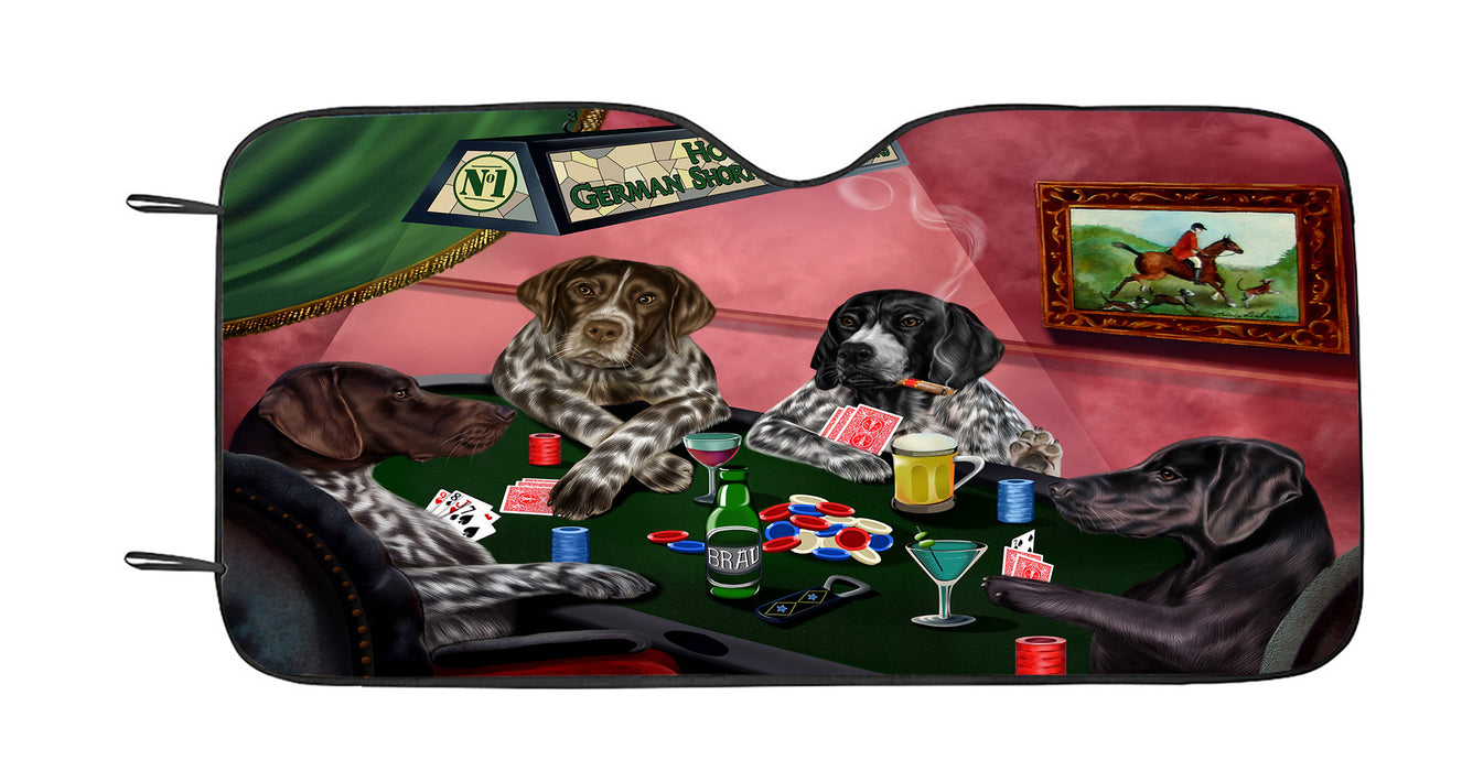 Home of  German Shorthaired Pointer Dogs Playing Poker Car Sun Shade