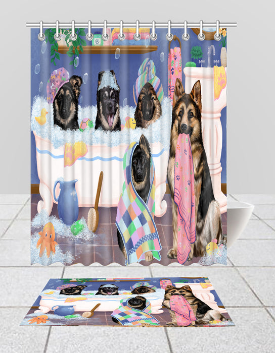 Rub A Dub Dogs In A Tub German Shepherd Dogs Bath Mat and Shower Curtain Combo