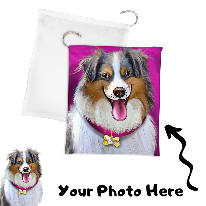 Add Your PERSONALIZED PET Painting Portrait Photo on Drawstring Laundry or Gift Bag