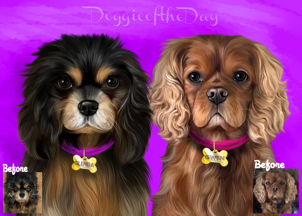 Digital Painting PERSONALIZED Caricature PET PORTRAIT! Custom Pet Dog or Cat Art