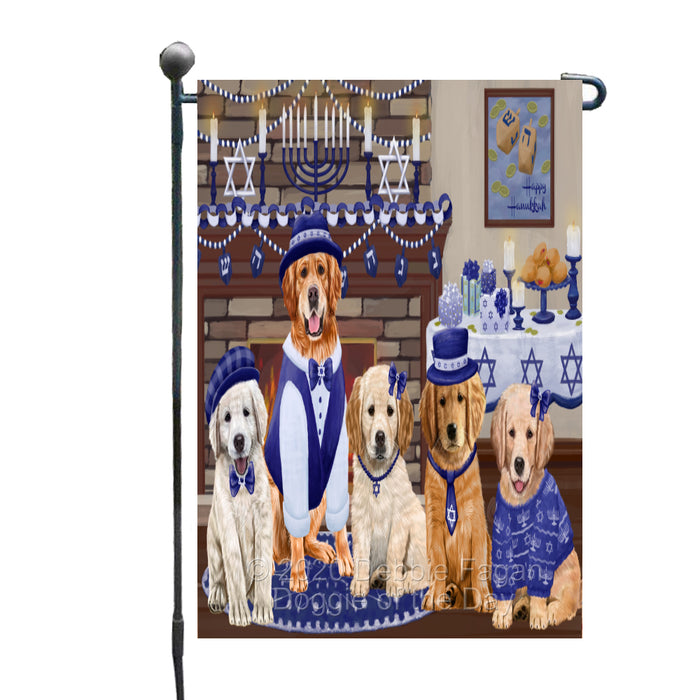 Happy Hanukkah Family Golden Retriever Dogs Garden Flag GFLG65985