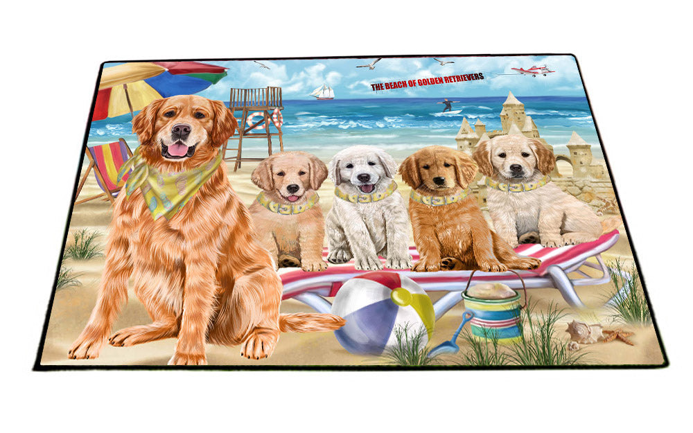 Pet Friendly Beach Golden Retriever Dogs Floormat FLMS55486