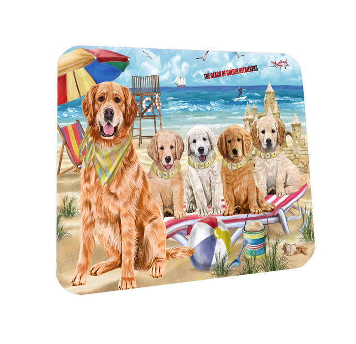 Pet Friendly Beach Golden Retriever Dogs Coasters Set of 4 CSTA58099