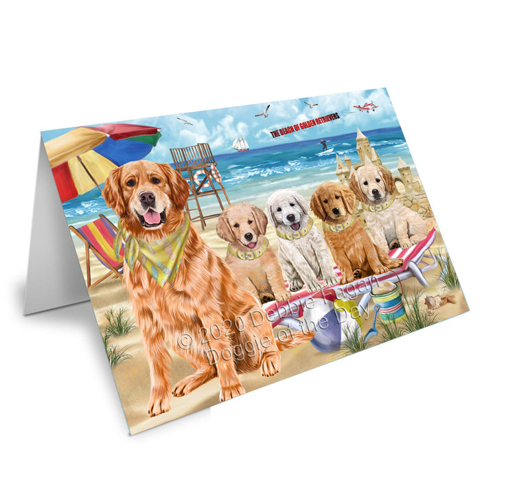 Pet Friendly Beach Golden Retriever Dogs Handmade Artwork Assorted Pets Greeting Cards and Note Cards with Envelopes for All Occasions and Holiday Seasons