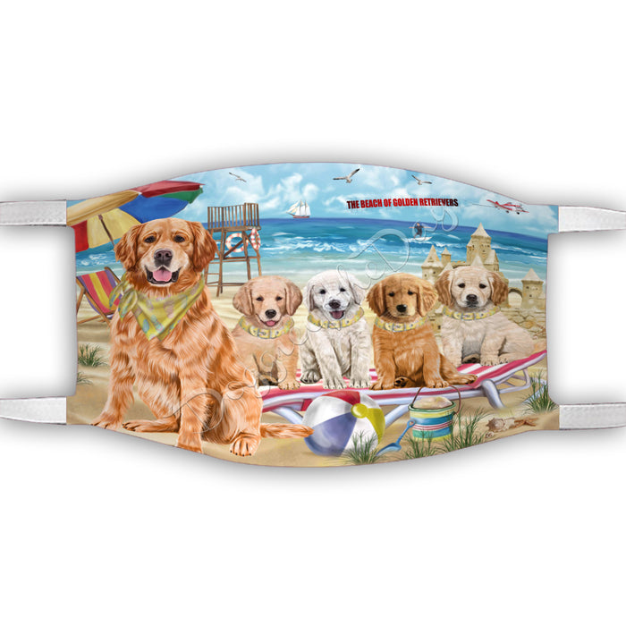 Pet Friendly Beach Golden Retriever Dogs Face Mask FM49104
