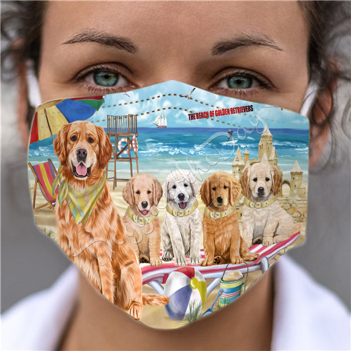 Pet Friendly Beach Golden Retriever Dogs Face Mask FM49104