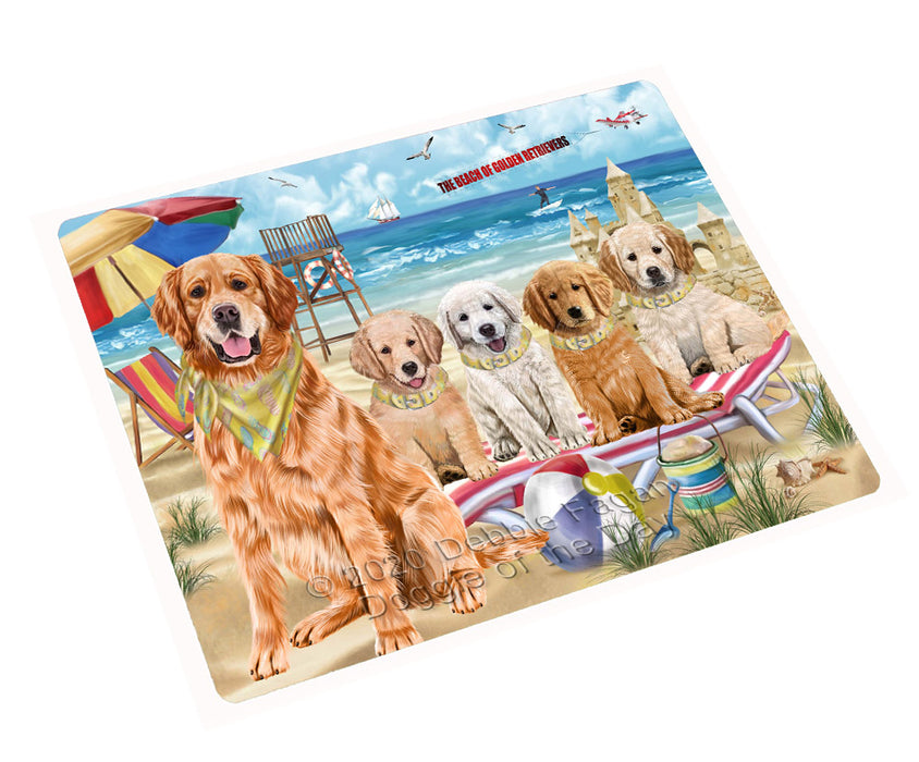 Pet Friendly Beach Golden Retriever Dogs Cutting Board - For Kitchen - Scratch & Stain Resistant - Designed To Stay In Place - Easy To Clean By Hand - Perfect for Chopping Meats, Vegetables