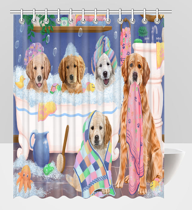 Rub A Dub Dogs In A Tub Golden Retriever Dogs Shower Curtain
