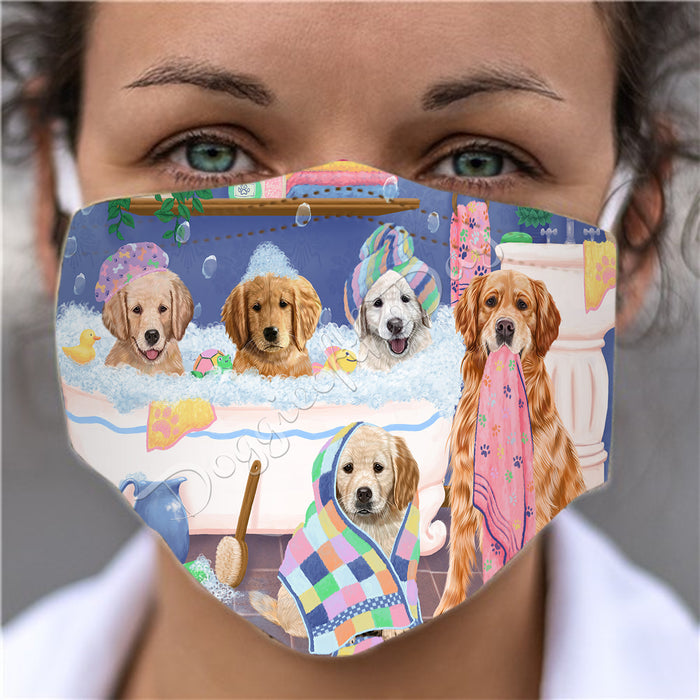 Rub A Dub Dogs In A Tub  Golden Retriever Dogs Face Mask FM49507