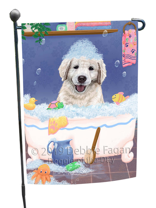 Rub A Dub Dog In A Tub Golden Retriever Dog Garden Flag GFLG66227