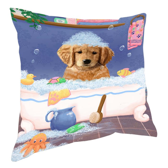 Rub A Dub Dog In A Tub Golden Retriever Dog Pillow with Top Quality High-Resolution Images - Ultra Soft Pet Pillows for Sleeping - Reversible & Comfort - Ideal Gift for Dog Lover - Cushion for Sofa Couch Bed - 100% Polyester, PILA90565