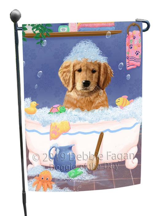 Rub A Dub Dog In A Tub Golden Retriever Dog Garden Flag GFLG66226