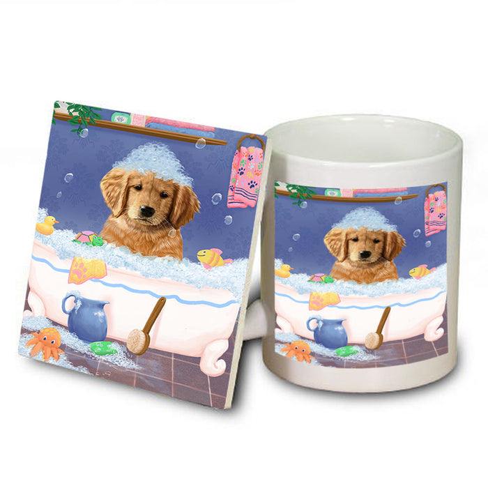 Rub A Dub Dog In A Tub Golden Retriever Dog Mug and Coaster Set MUC57362