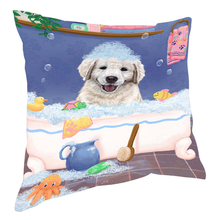 Rub A Dub Dog In A Tub Golden Retriever Dog Pillow with Top Quality High-Resolution Images - Ultra Soft Pet Pillows for Sleeping - Reversible & Comfort - Ideal Gift for Dog Lover - Cushion for Sofa Couch Bed - 100% Polyester, PILA90568