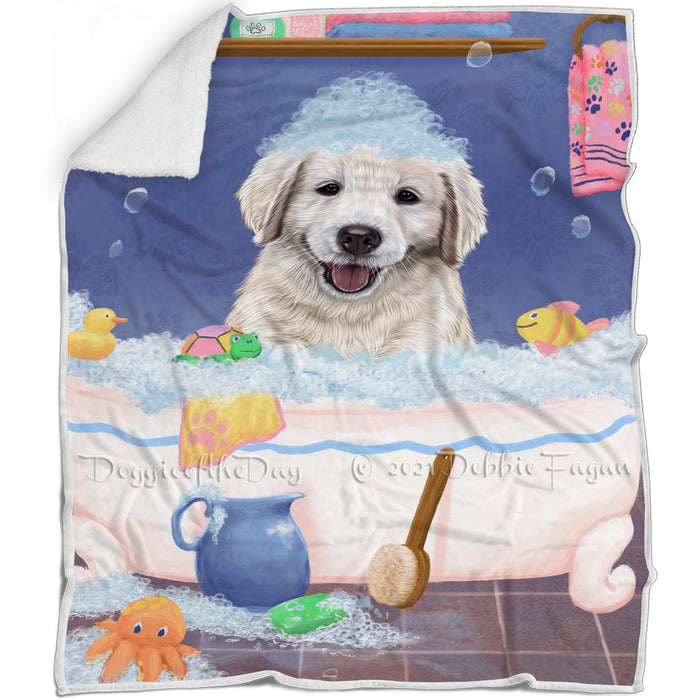 Rub A Dub Dog In A Tub Golden Retriever Dog Blanket BLNKT143077