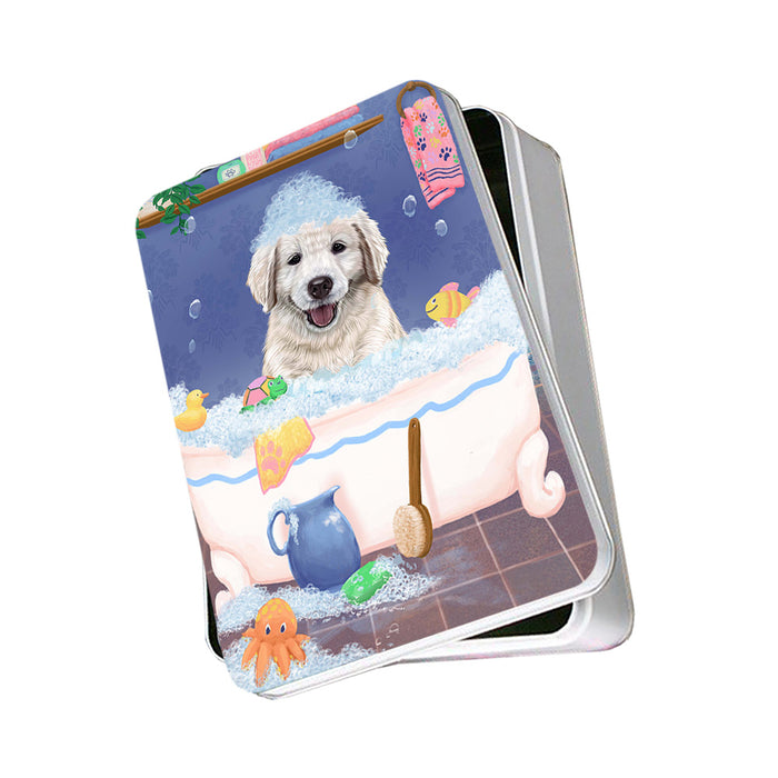 Rub A Dub Dog In A Tub Golden Retriever Dog Photo Storage Tin PITN57314
