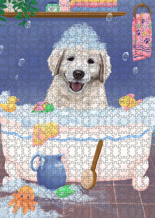 Rub A Dub Dog In A Tub Golden Retriever Dog Portrait Jigsaw Puzzle for Adults Animal Interlocking Puzzle Game Unique Gift for Dog Lover's with Metal Tin Box PZL283
