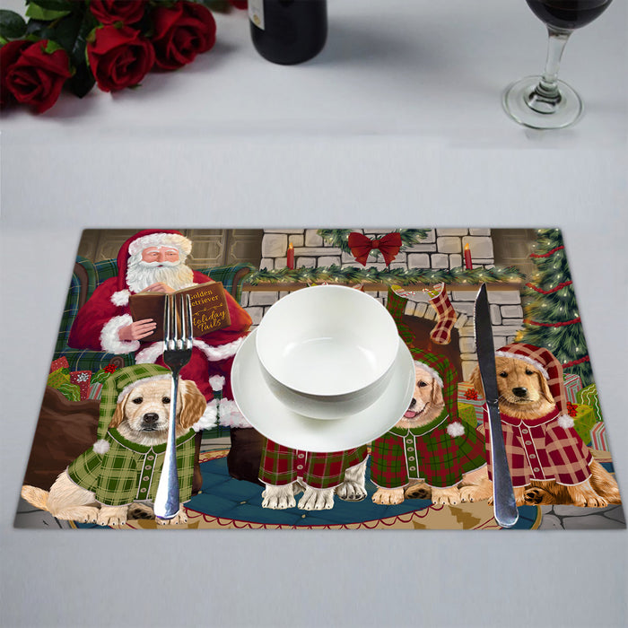 Christmas Cozy Holiday Fire Tails Golden Retriever Dogs Placemat