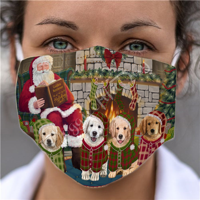 Christmas Cozy Holiday Fire Tails Golden Retriever Dogs Face Mask FM48636