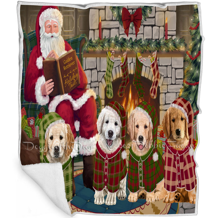 Christmas Cozy Holiday Tails Golden Retrievers Dog Blanket BLNKT115554