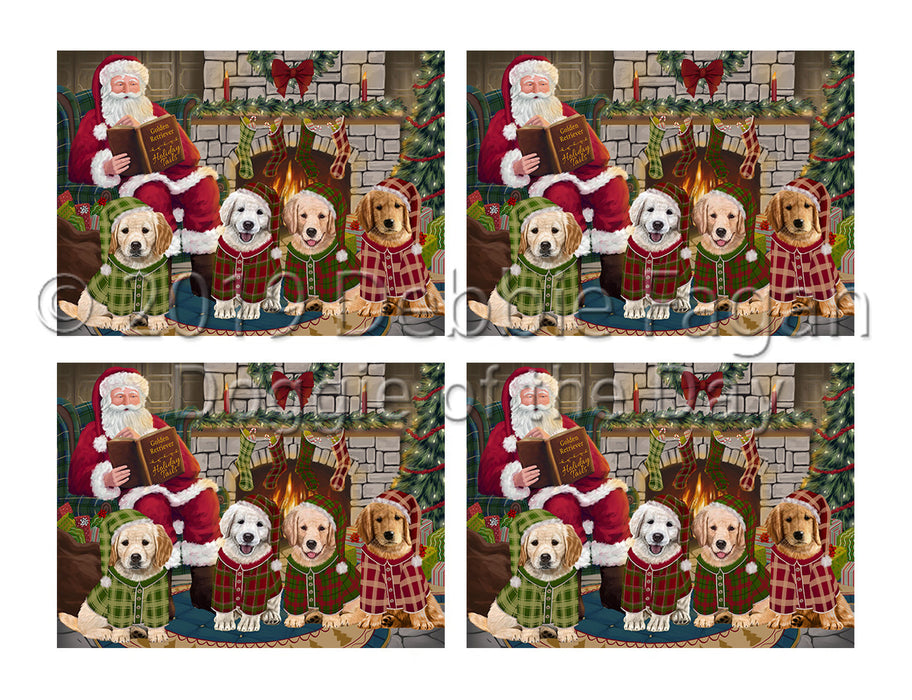 Christmas Cozy Holiday Fire Tails Golden Retriever Dogs Placemat