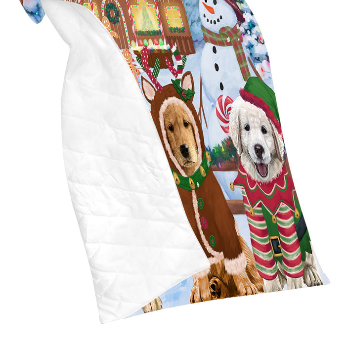 Holiday Gingerbread Cookie Golden Retriever Dogs Quilt