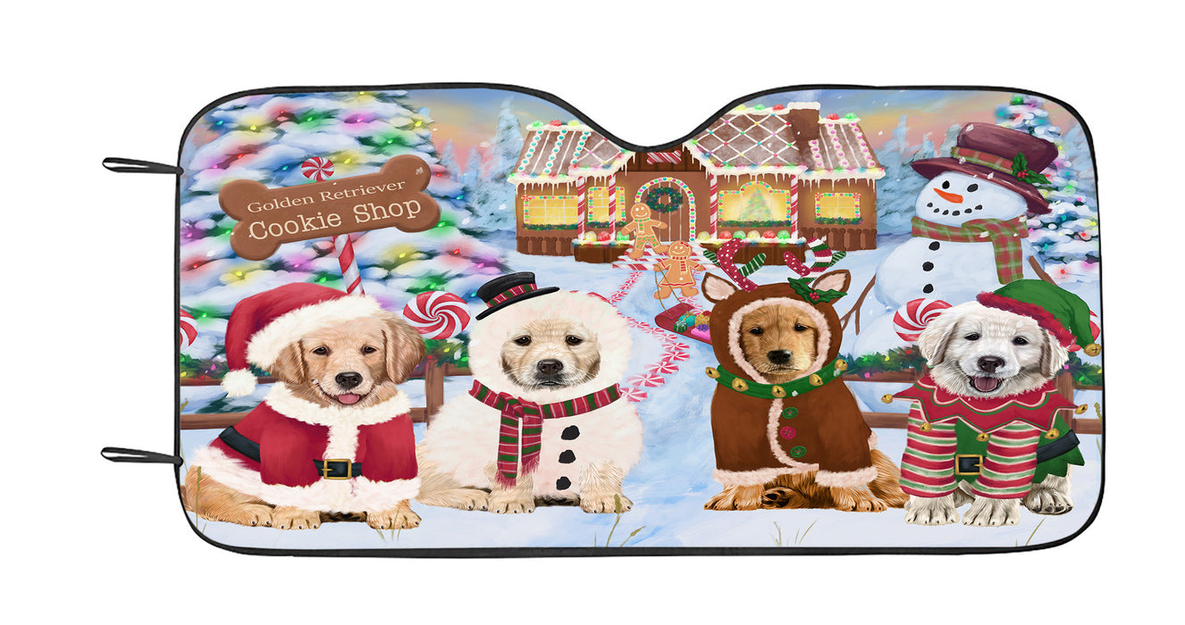 Holiday Gingerbread Cookie Golden Retriever Dogs Car Sun Shade