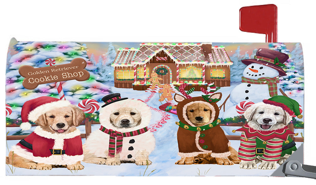 Christmas Holiday Gingerbread Cookie Shop Golden Retriever Dogs 6.5 x 19 Inches Magnetic Mailbox Cover Post Box Cover Wraps Garden Yard Décor MBC48993