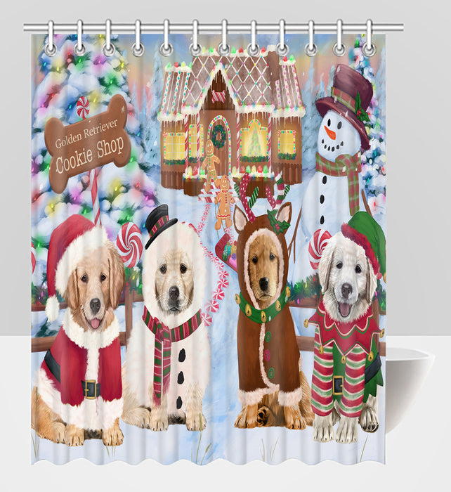 Holiday Gingerbread Cookie Golden Retriever Dogs Shower Curtain