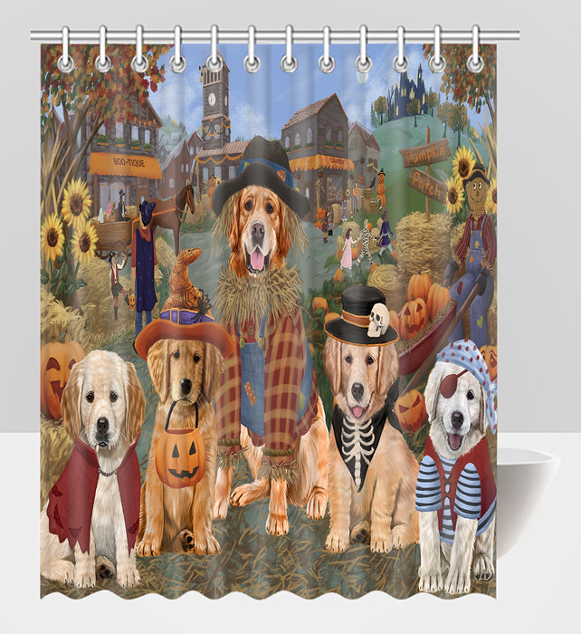 Halloween 'Round Town Golden Retriever Dogs Shower Curtain