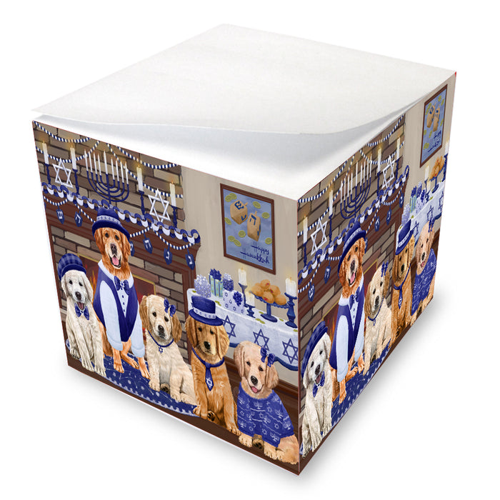 Happy Hanukkah Family Golden Retriever Dogs note cube NOC-DOTD-A56648