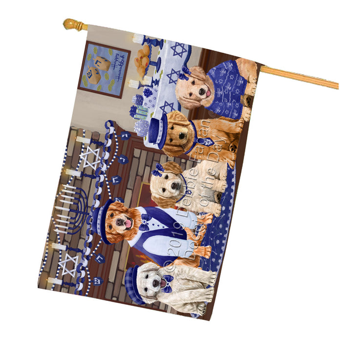 Happy Hanukkah Family Golden Retriever Dogs House Flag FLG65832