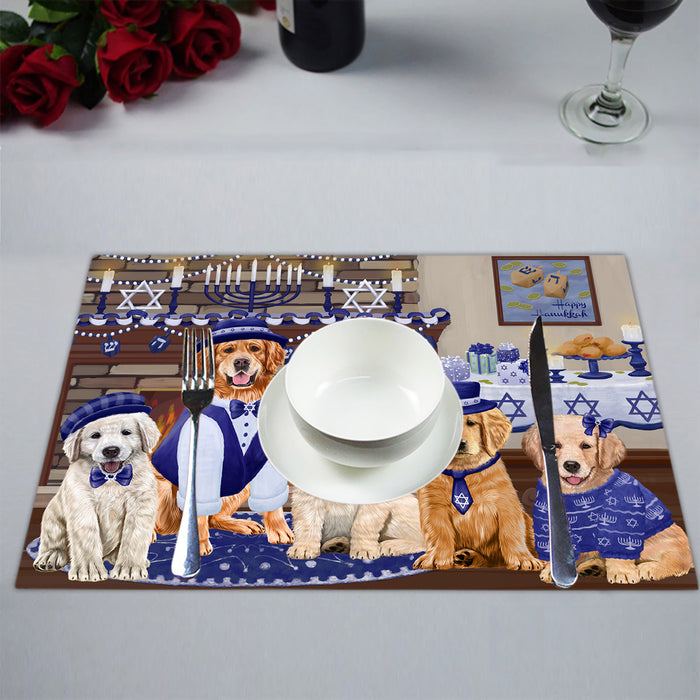 Happy Hanukkah Family Golden Retriever Dogs Placemat