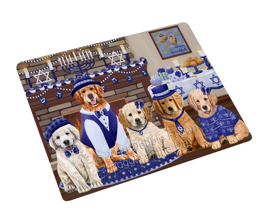 Happy Hanukkah Family and Happy Hanukkah Both Golden Retriever Dogs Magnet MAG77659 (Small 5.5" x 4.25")
