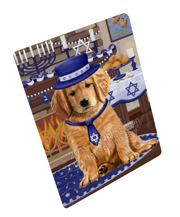 Happy Hanukkah Family and Happy Hanukkah Both Golden Retriever Dog Large Refrigerator / Dishwasher Magnet RMAG105150