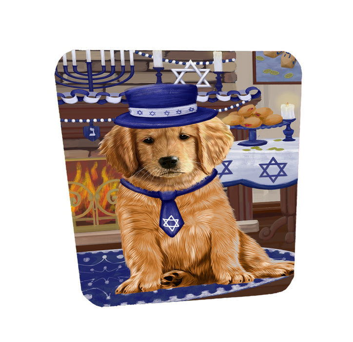 Happy Hanukkah Family Golden Retriever Dogs Coasters Set of 4 CSTA57632