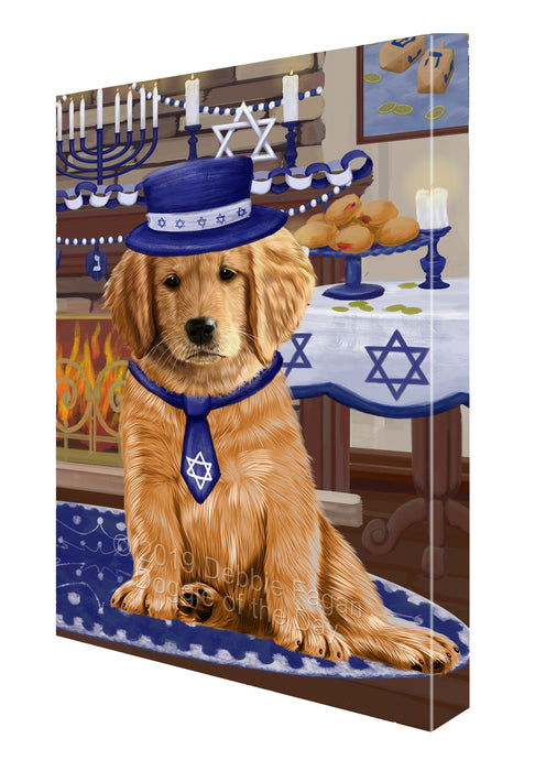 Happy Hanukkah Family and Happy Hanukkah Both Golden Retriever Dog Canvas Print Wall Art Décor CVS140669