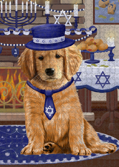 Happy Hanukkah Family and Happy Hanukkah Both Golden Retriever Dog Puzzle with Photo Tin PUZL97012