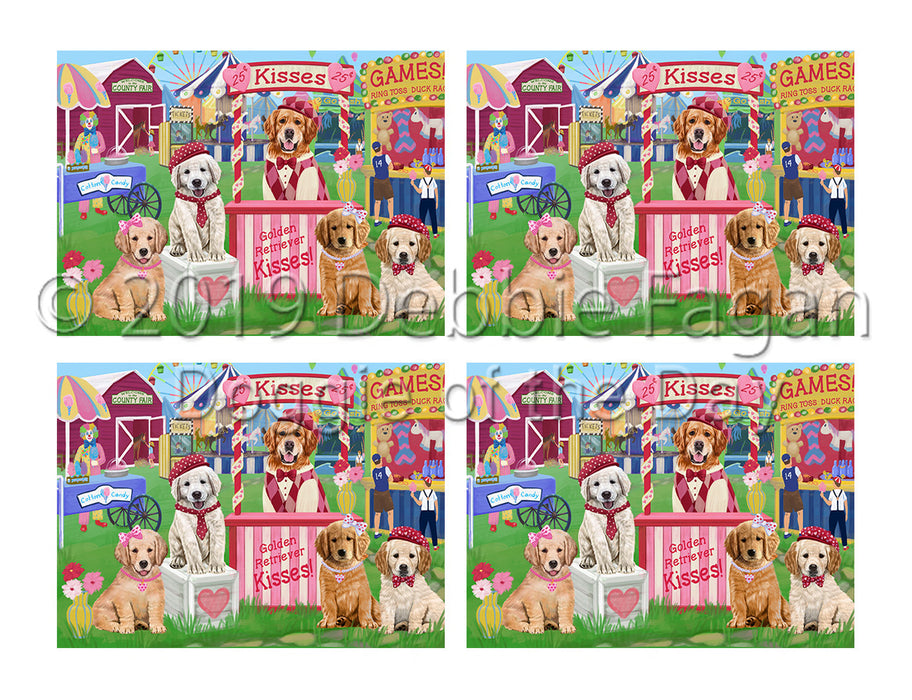 Carnival Kissing Booth Golden Retriever Dogs Placemat