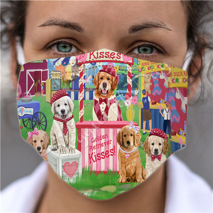 Carnival Kissing Booth Golden Retriever Dogs Face Mask FM48048