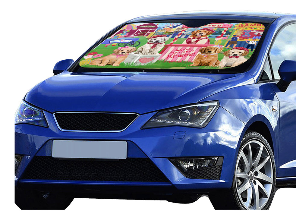 Carnival Kissing Booth Golden Retriever Dogs Car Sun Shade